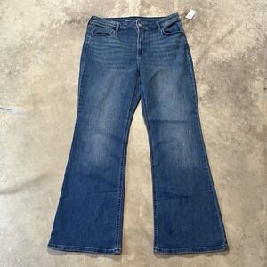 Old Navy Jeans Womens Size 14 Blue High‎ Rise Flare Cotton Blend Boho Denim